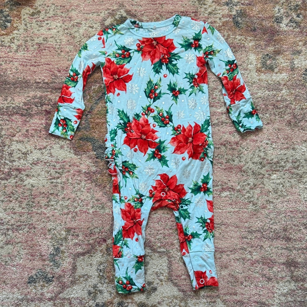 Posh Peanut poinsettia romper